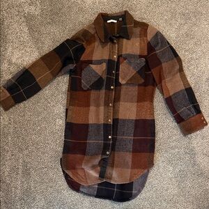 Dex Men's Casual Plaid Button Down Shirt - Brown and Black